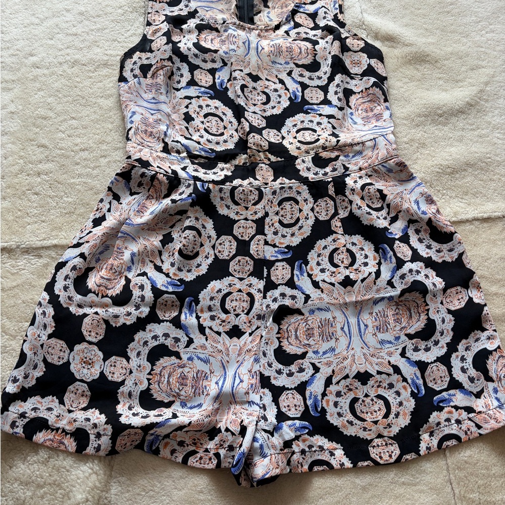 H&M Black Romper with Pink and Blue Paisley Print